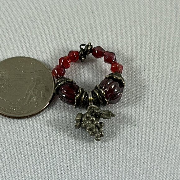 Lot 5 Multicolored Beaded Wine Charms Silver Tone Cheese Wedge Grapes Bottle - Picture 10 of 12